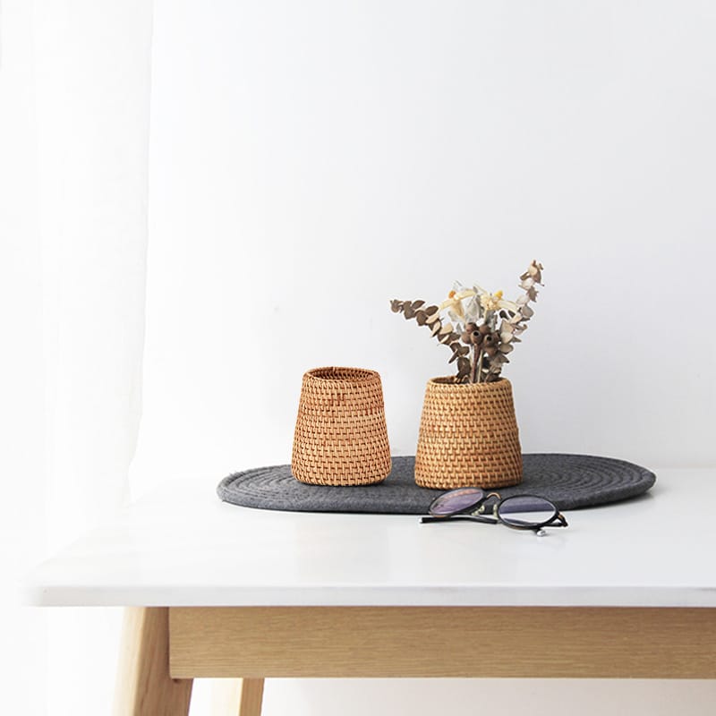 Panier de rangement ménager en rotin