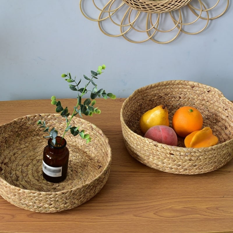Panier de rangement rond tissé à la main