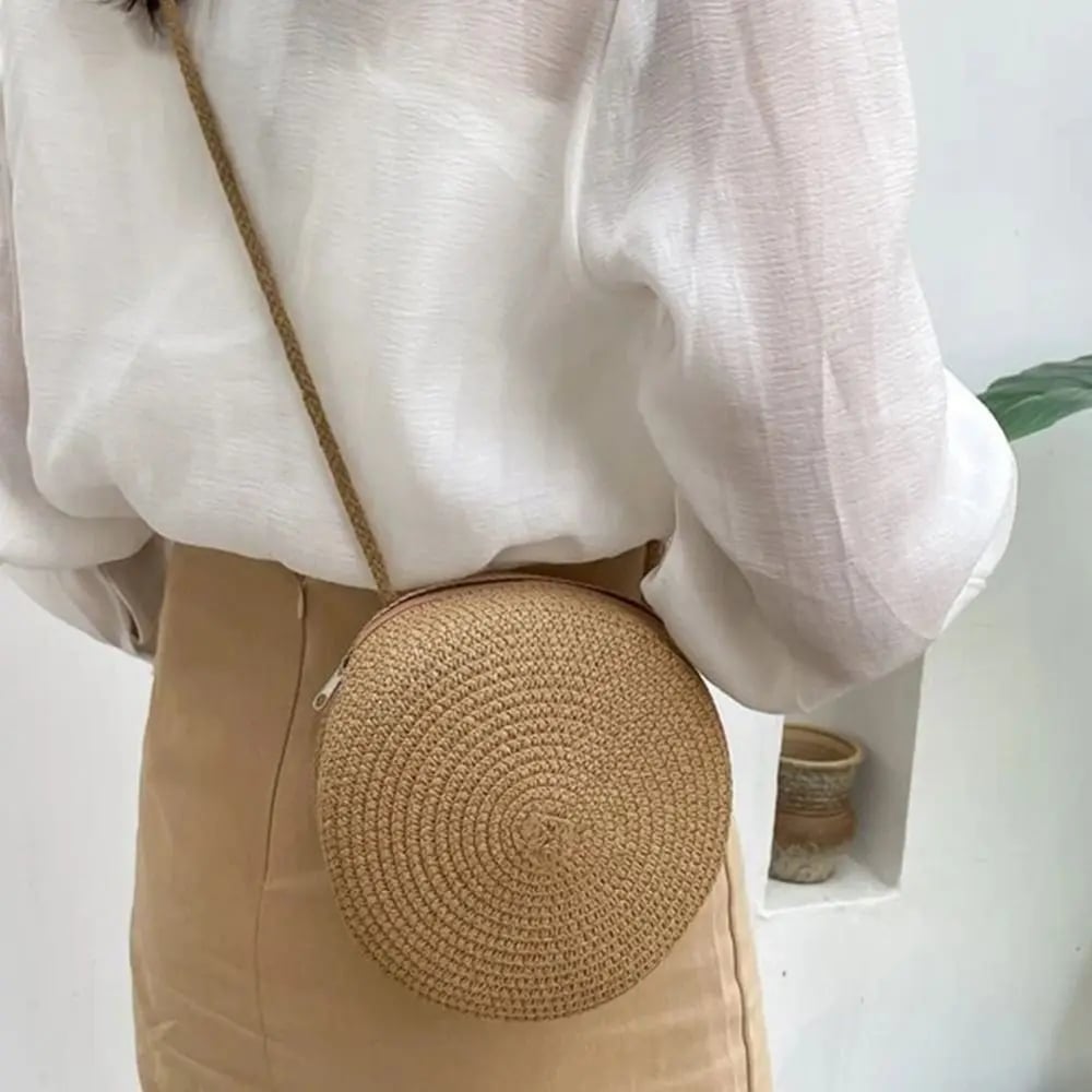 Panier Effet Osier Marron et Rond