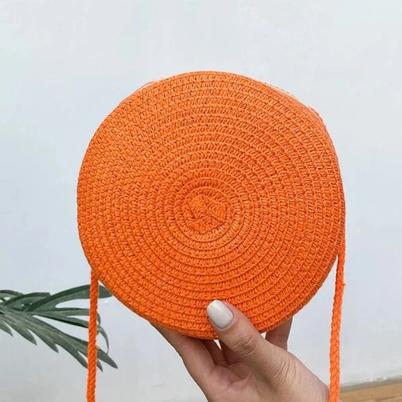 Panier Effet Osier Orange avec Bandoulière