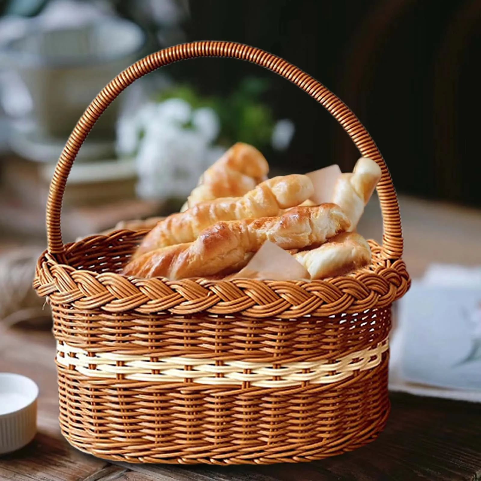 Panier Effet Osier Tressé avec Liseré