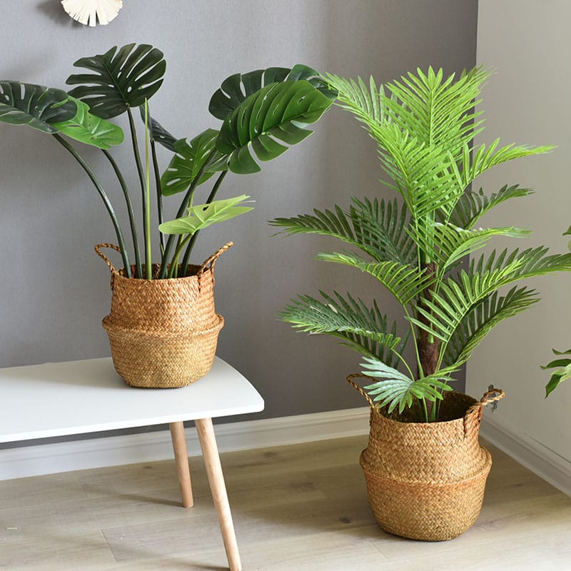 Panier embellisseur de plantes en rotin