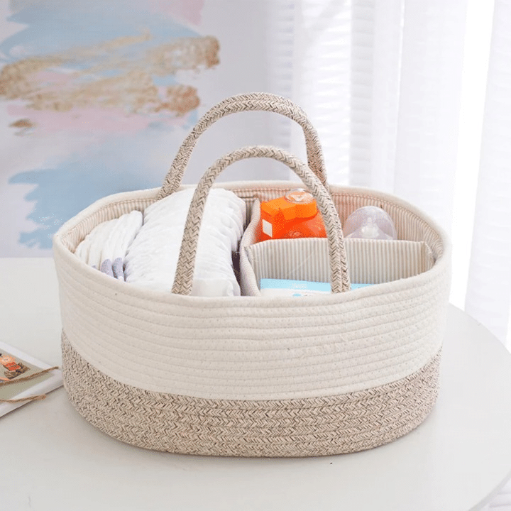 Panier à Langer Effet Osier Portable et Multifonctionnel