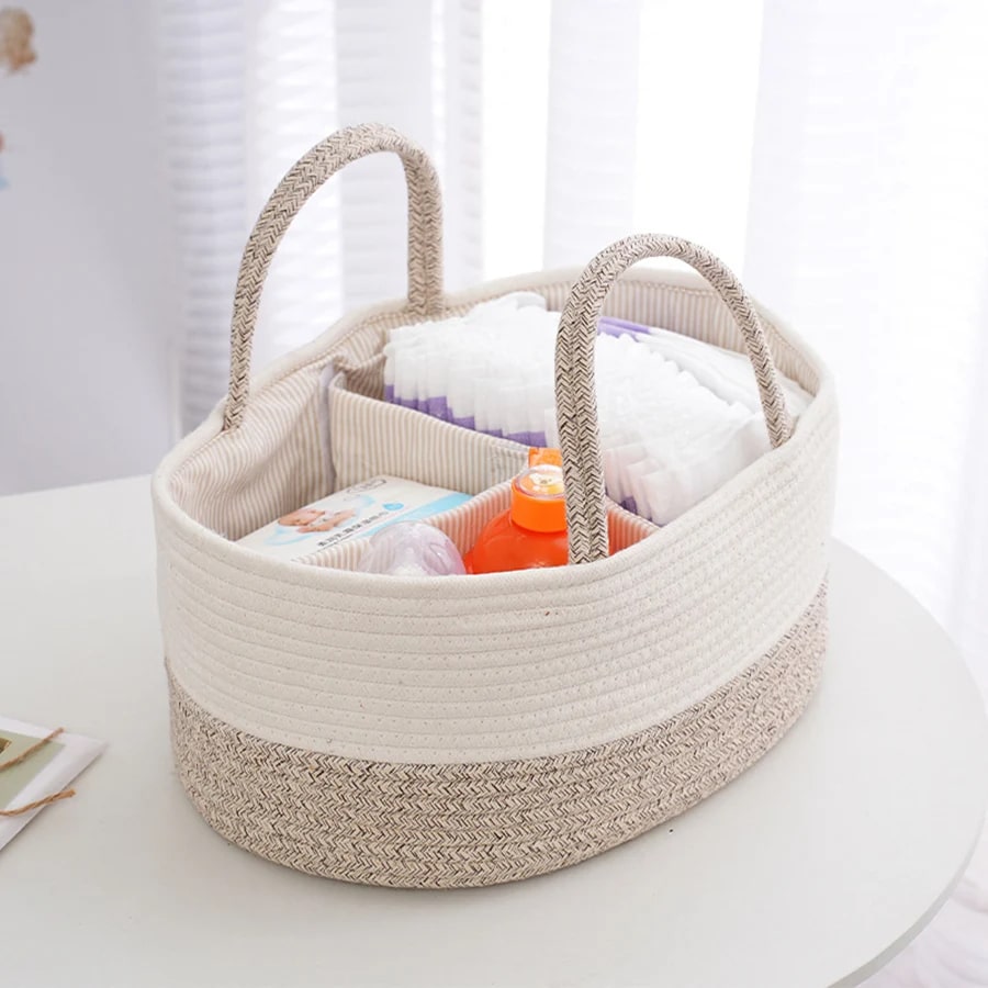 Panier à Langer Effet Osier Portable et Multifonctionnel