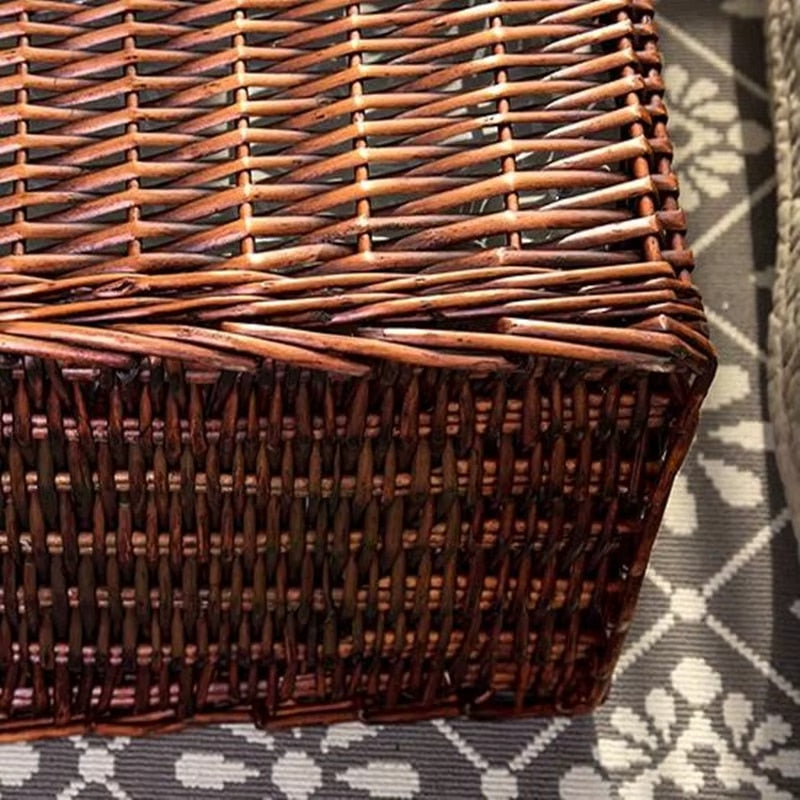 Panier à Linge Rotin Marron et Rétro