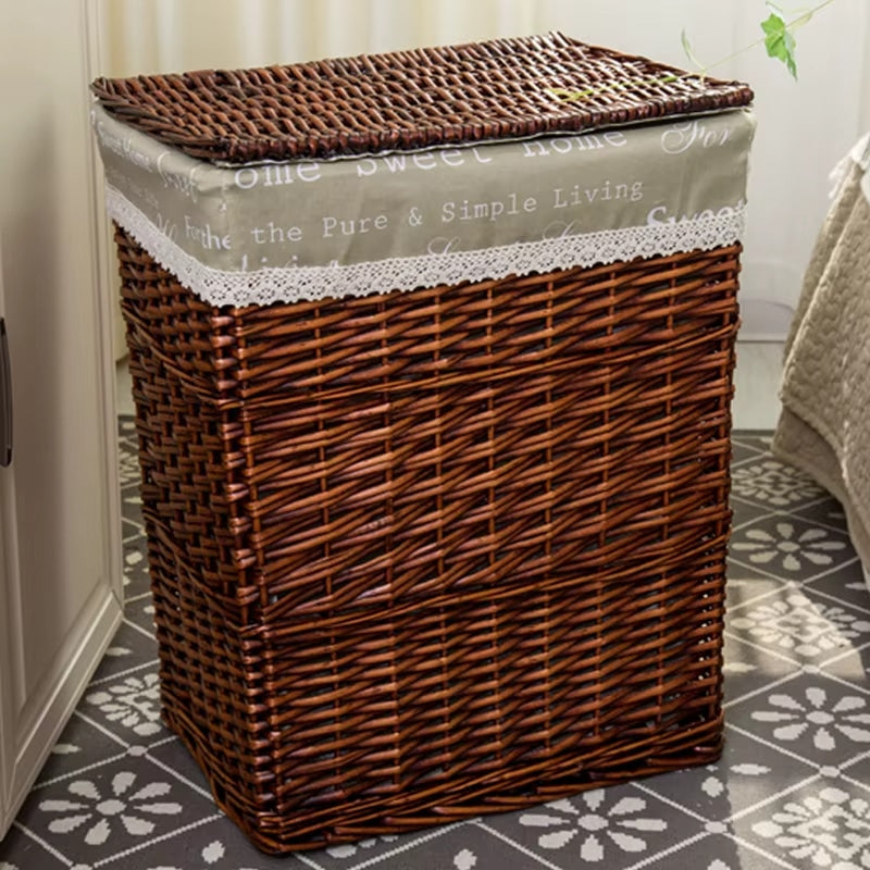 Panier à Linge Rotin Marron et Rétro