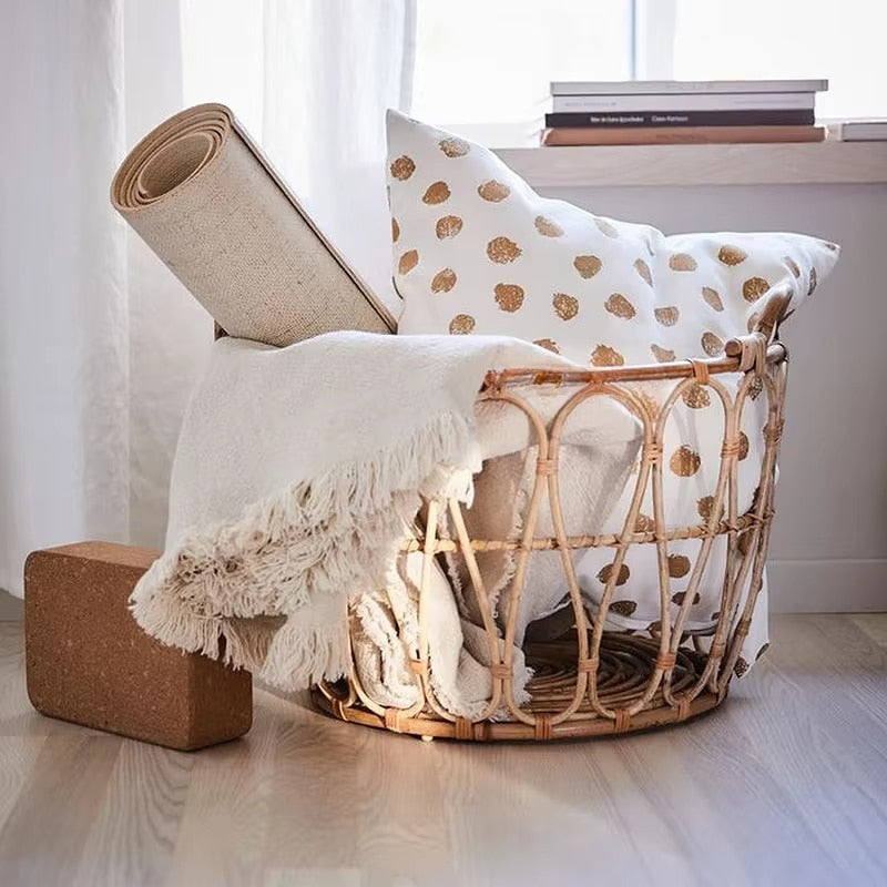 Panier à Linge Rotin Ouvert et Artisanal