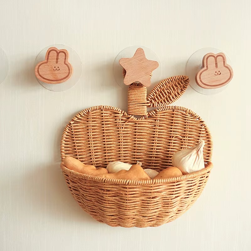 Panier Mural en Rotin en Forme de Pomme