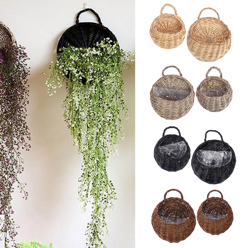 Panier porte-plante en rotin et osier fait à la main