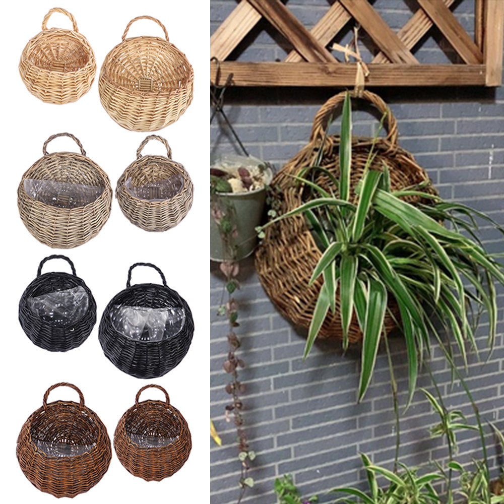 Panier porte-plante en rotin et osier fait à la main