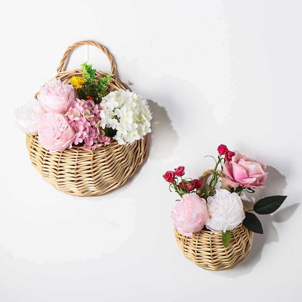 Panier porte-plante en rotin et osier fait à la main