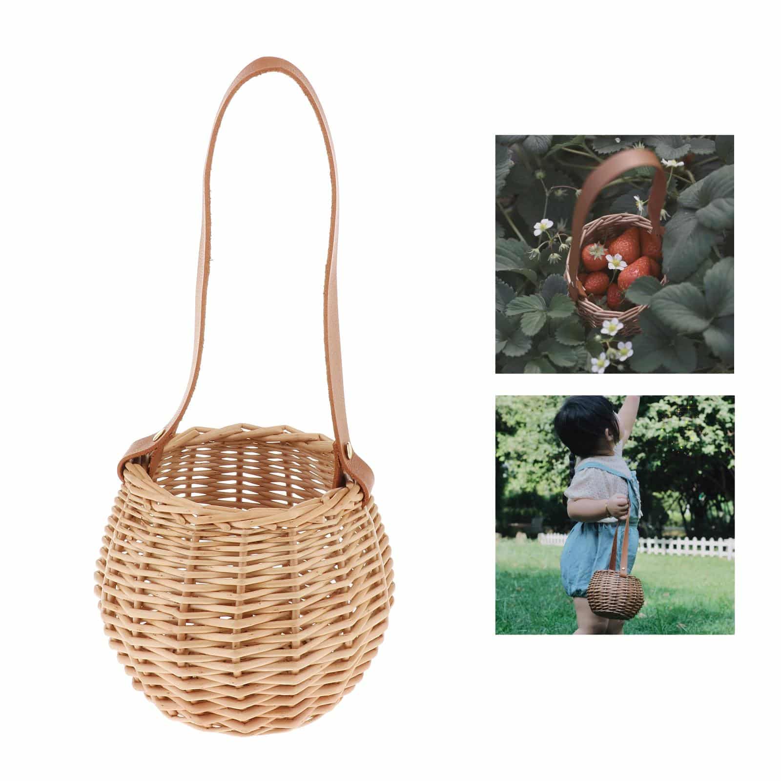 Panier porte plante en rotin et osier