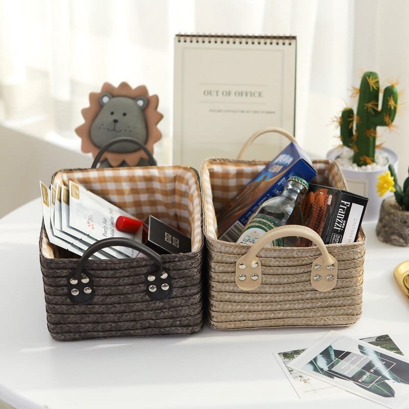 Panier rangement en forme de boîte avec des poignées