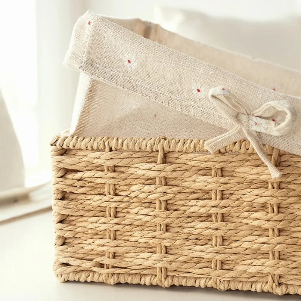 Panier Rangement Rotin Rectangulaire et Rétro