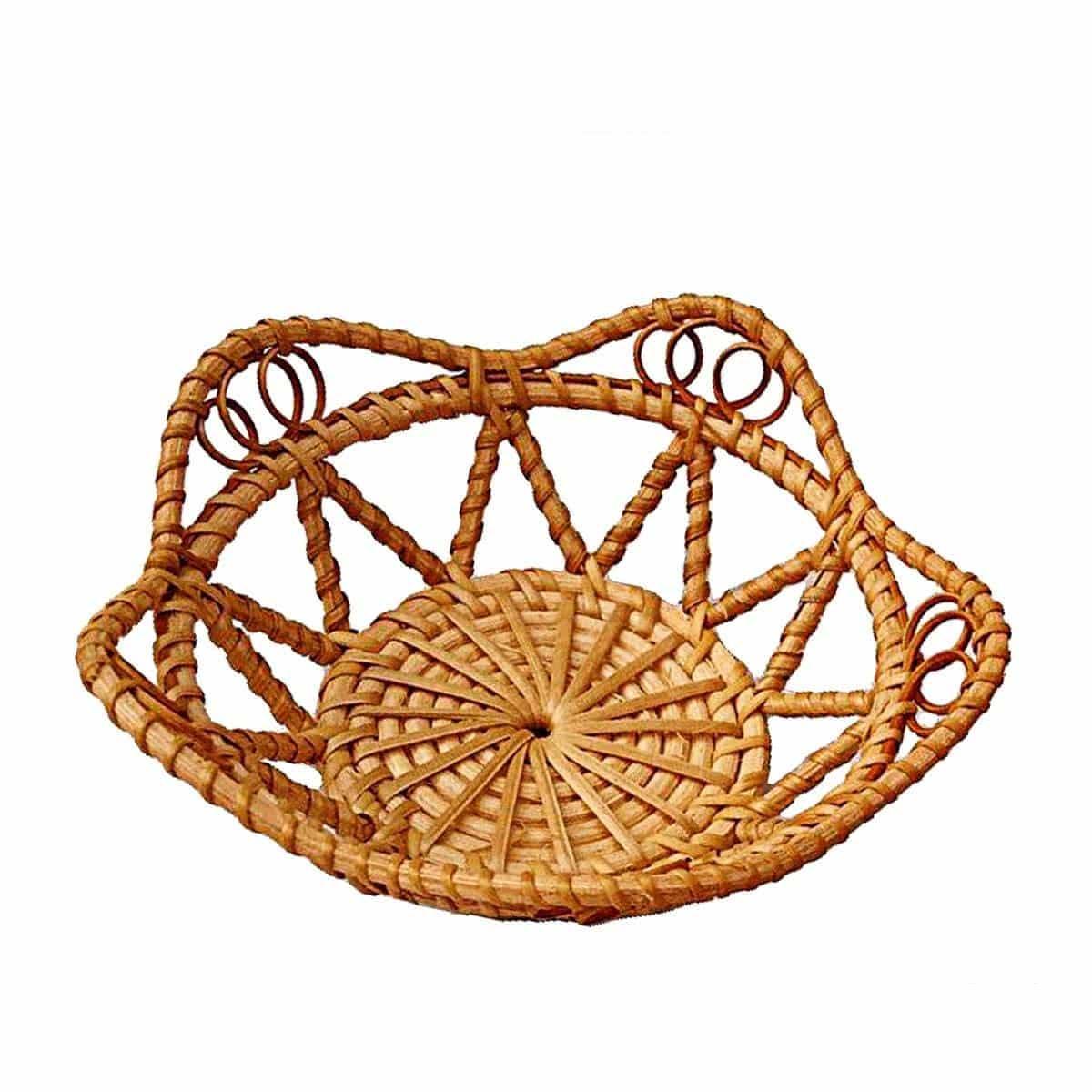 Panier rond de rangement en rotin naturel