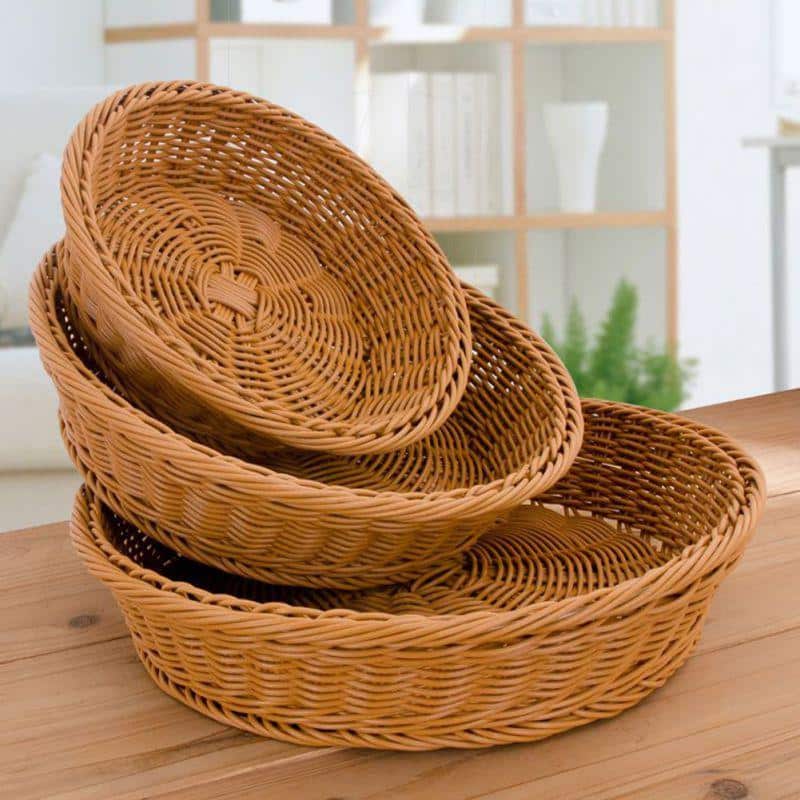 Panier rond en rotin tissé à la main