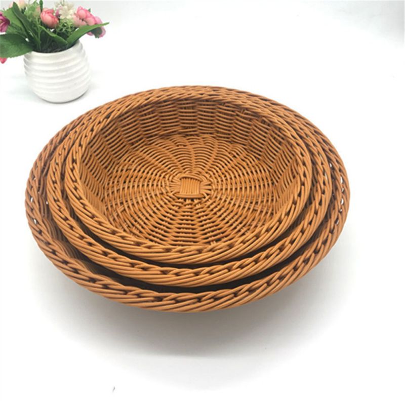 Panier rond en rotin tissé à la main