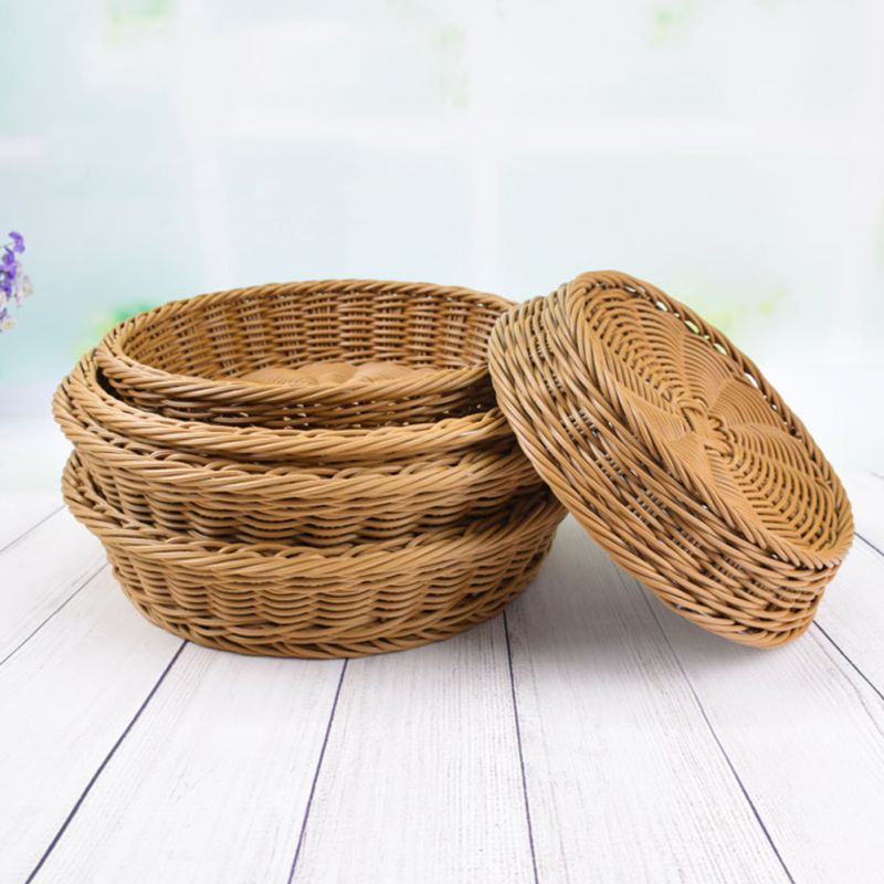 Panier rond en rotin tissé à la main