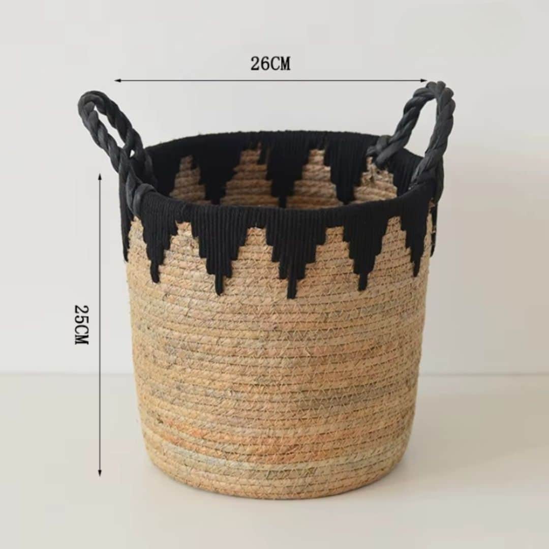 Panier en Rotin avec Motifs Triangulaires