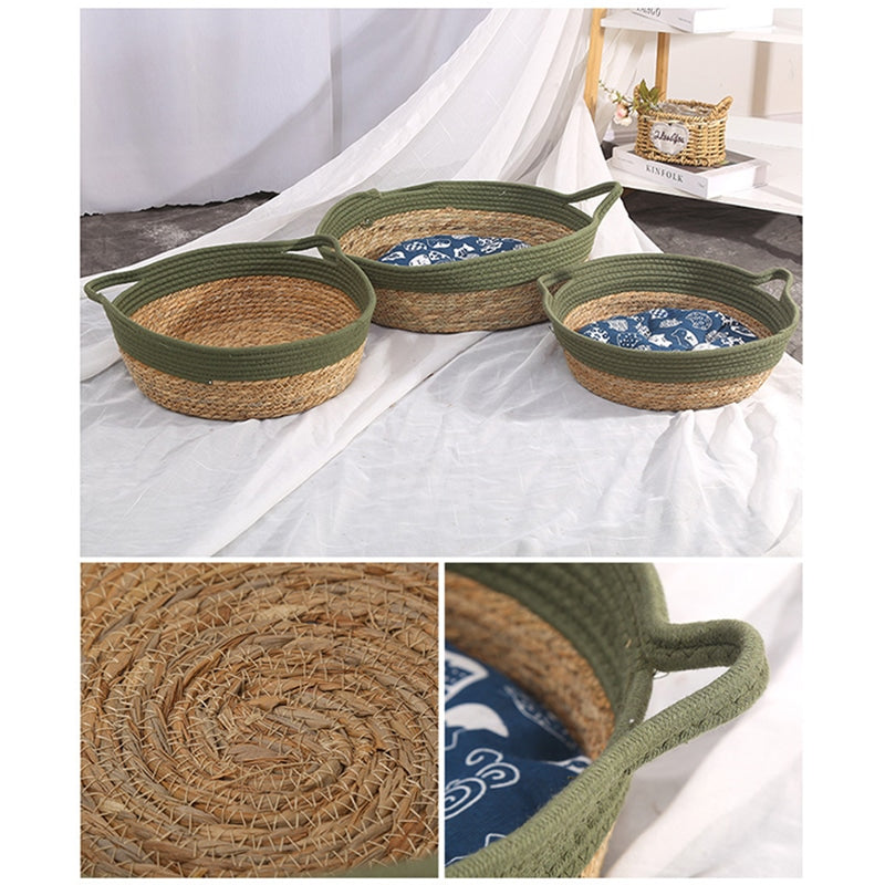 Panier vert en rotin pour chien