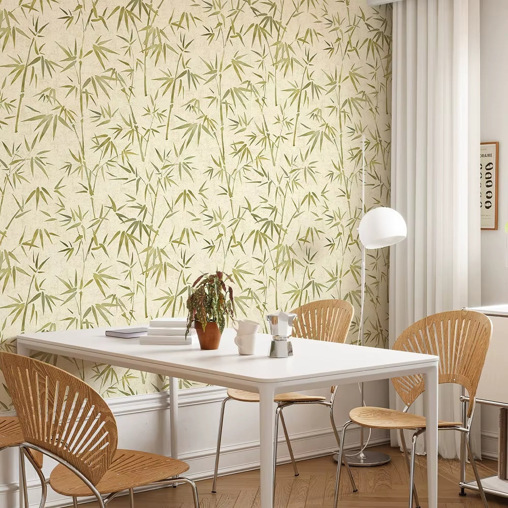 Papier Peint Bambou Beige et Vintage