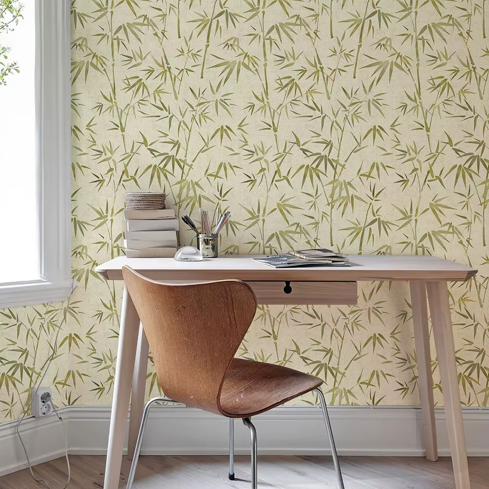 Papier Peint Bambou Beige et Vintage