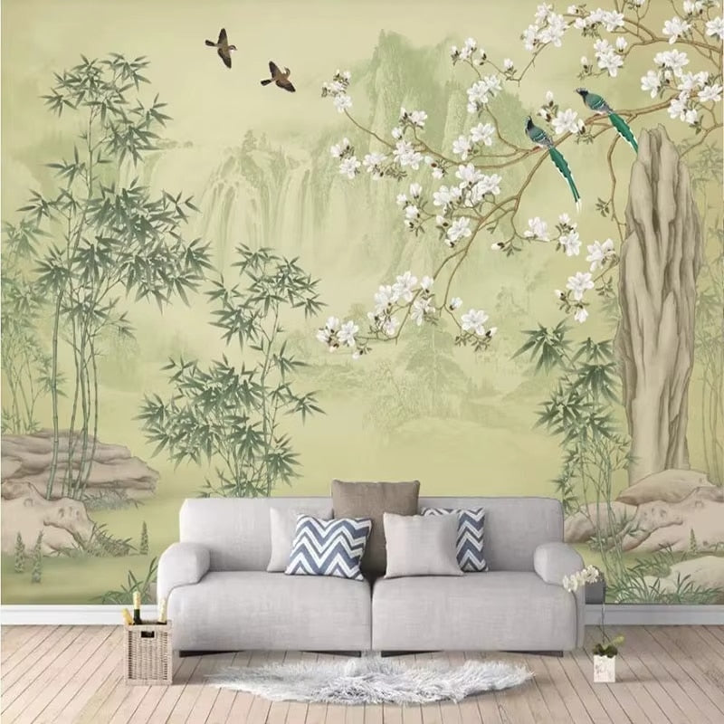 Papier Peint Bambou et Magnolia
