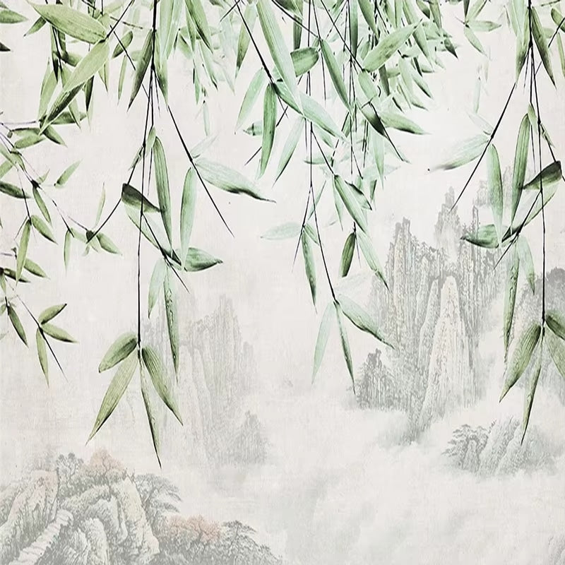 Papier Peint Bambou et Montagne