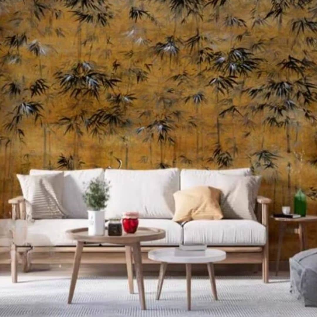 Papier Peint Bambou avec Oiseaux