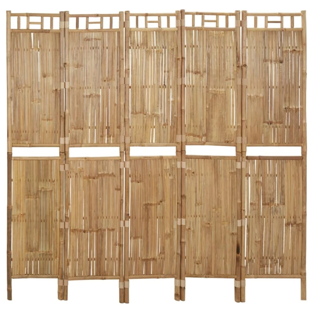 Paravent Bambou Pliable avec Cinq Panneaux