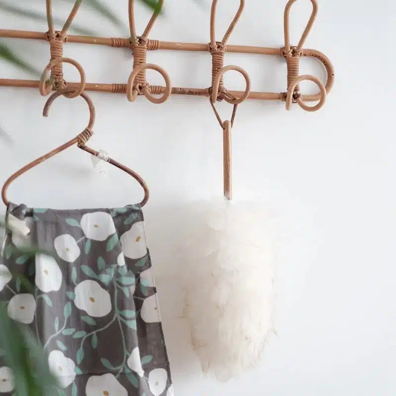 Patère 5 crochets en rotin vintage