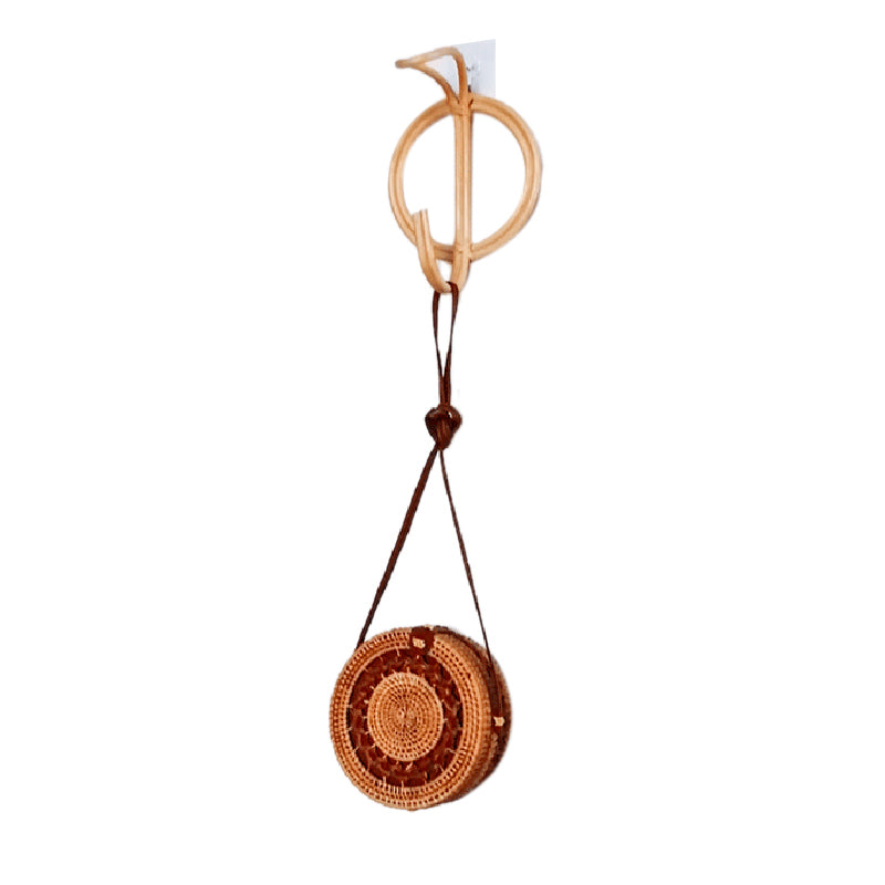 Patère ronde simple en rotin naturel