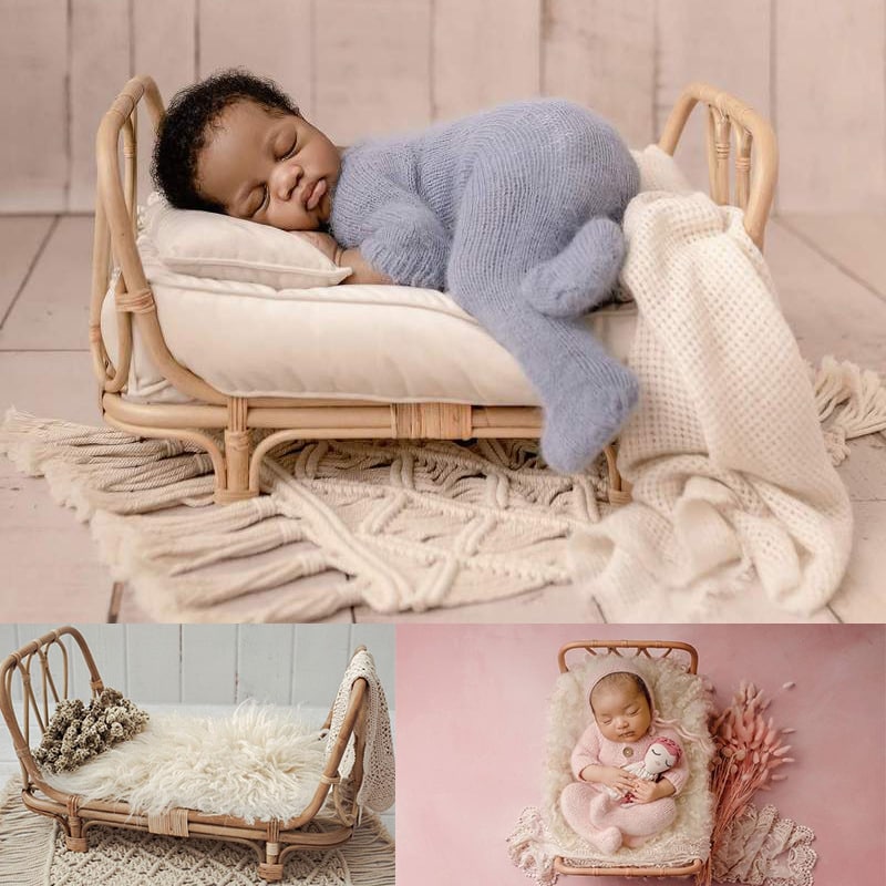 Petit lit bébé en rotin ajouré