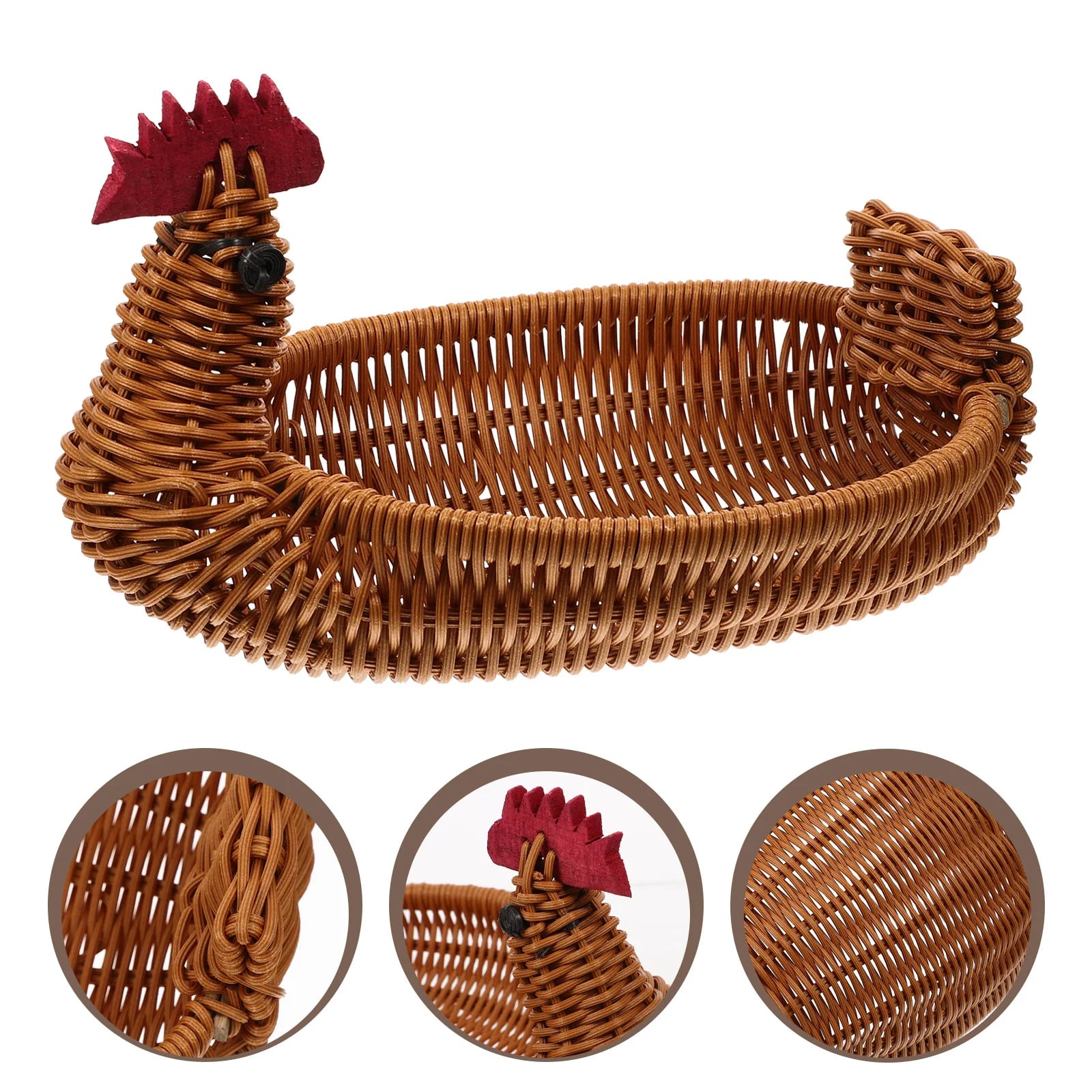 Petit Panier Effet Osier en Forme de Poule