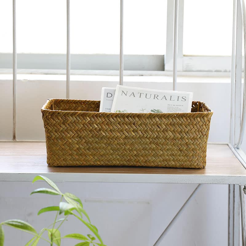 Petit panier rectangulaire en rotin pour rangement
