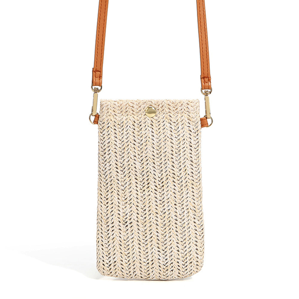 Petit sac à bandoulière en rotin beige