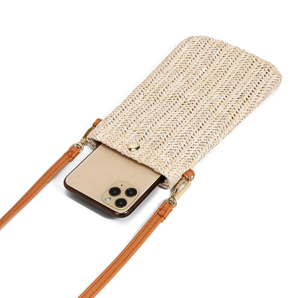 Petit sac à bandoulière en rotin beige