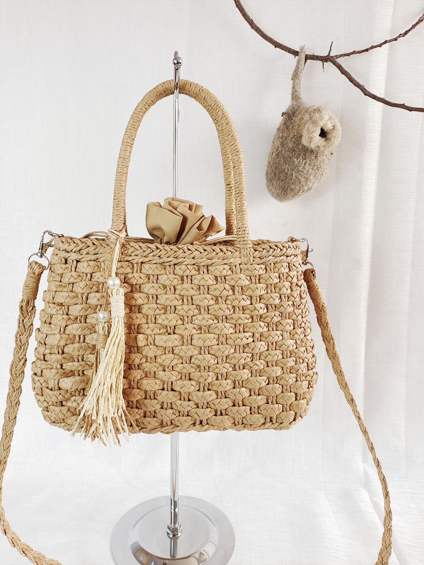 Petit sac à main en rotin tissé pour femmes