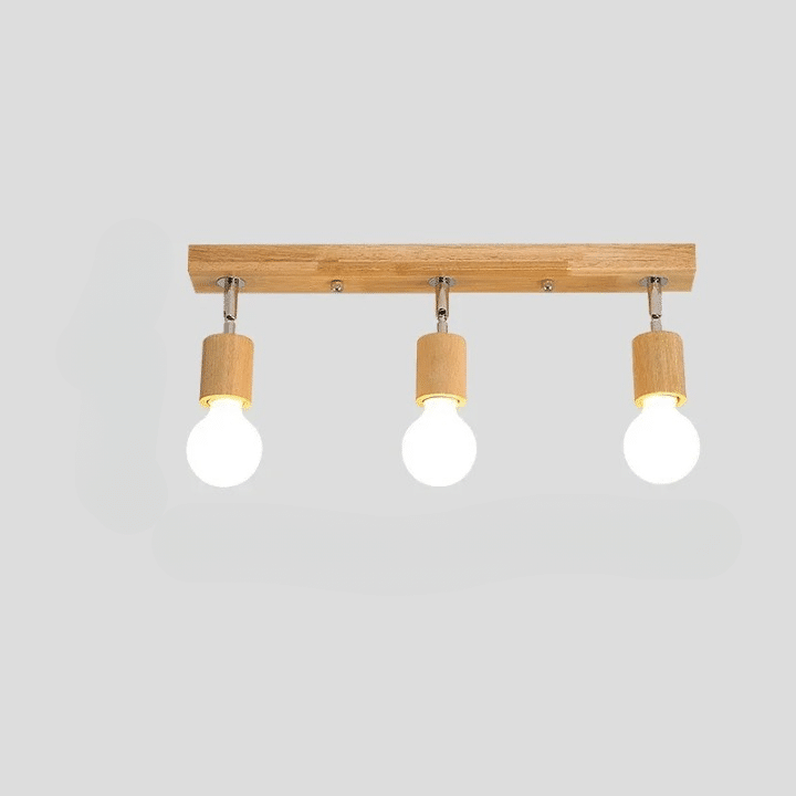 Plafonnier Bois LED au Design Moderne à Trois Têtes