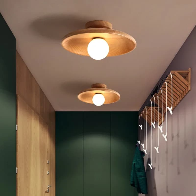 Plafonnier Bois LED Épuré au Design Nordique