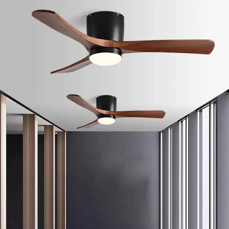 Plafonnier Bois LED Nordique avec Ventilateur