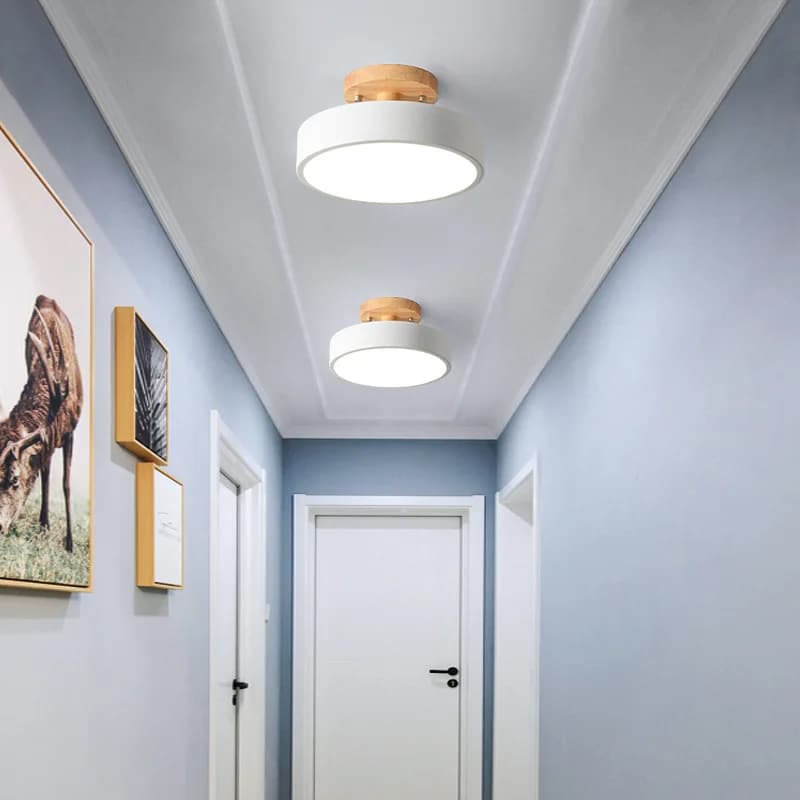Plafonnier Bois LED Rond de Style Nordique