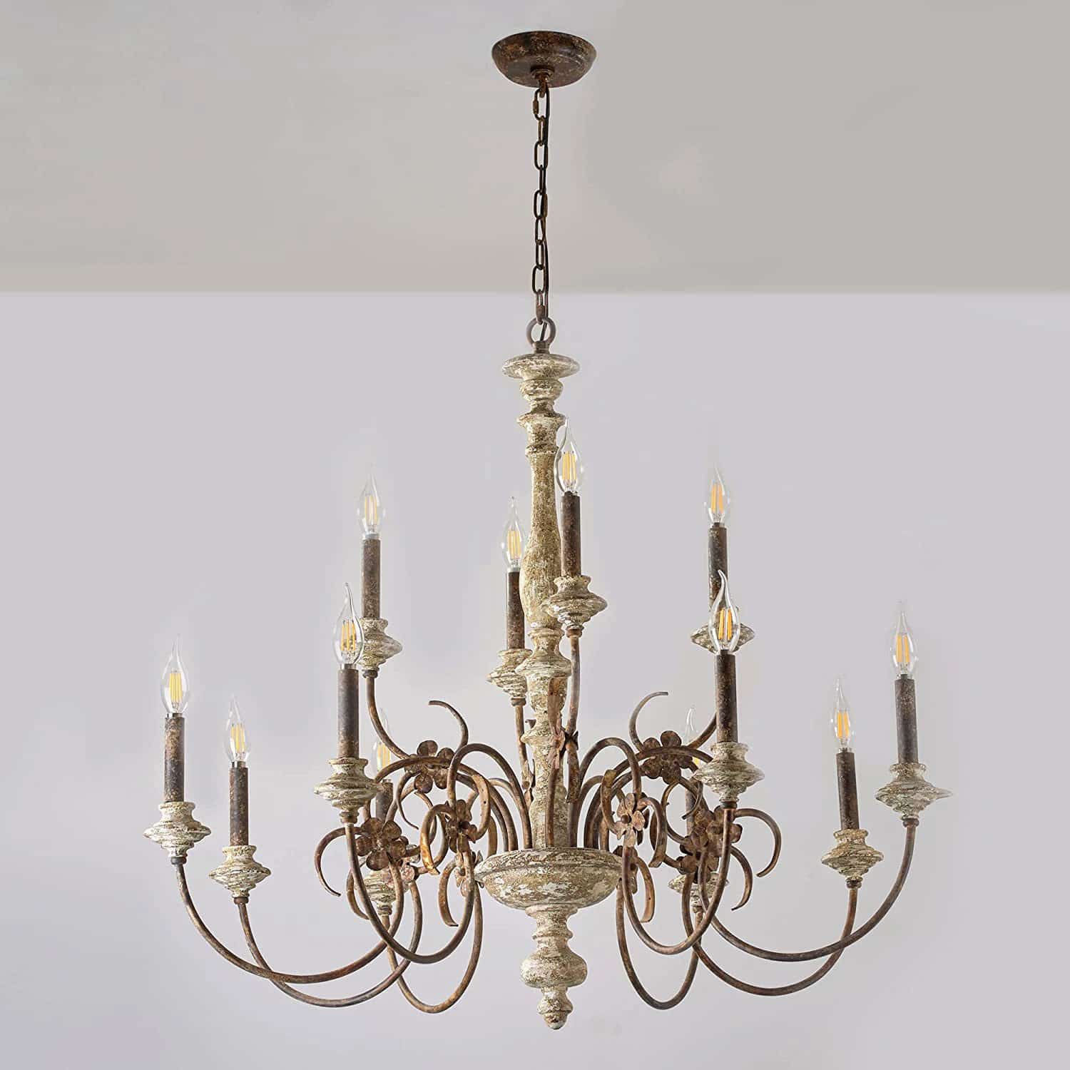 Plafonnier Bois LED de Style Chandelier