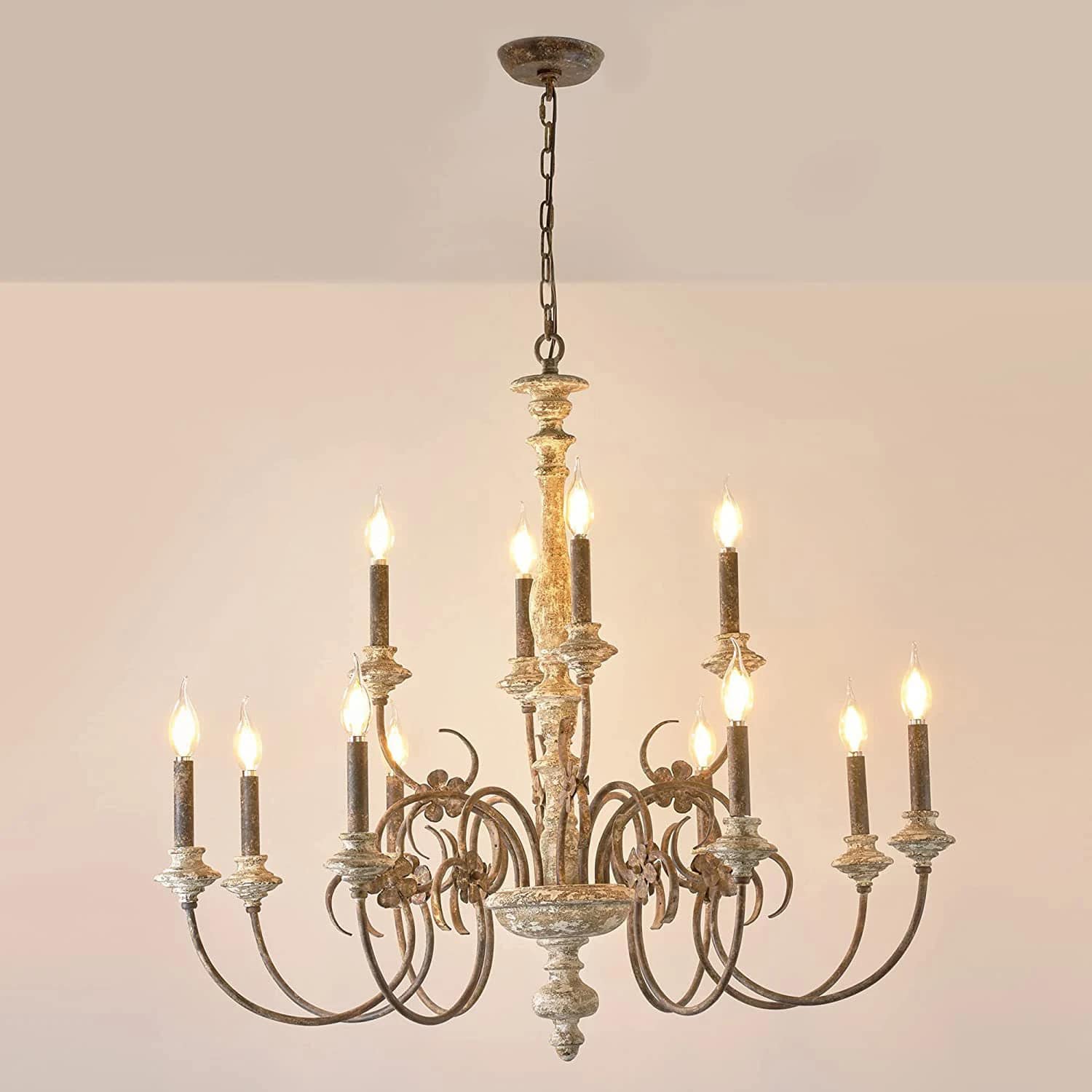 Plafonnier Bois LED de Style Chandelier