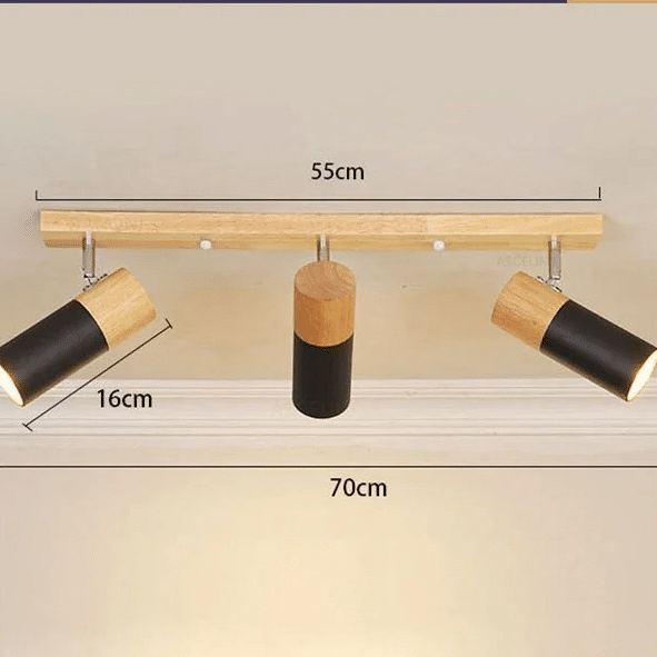Plafonnier Bois LED de Style Moderne à Trois Têtes
