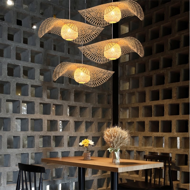 Plafonnier exotique en rotin