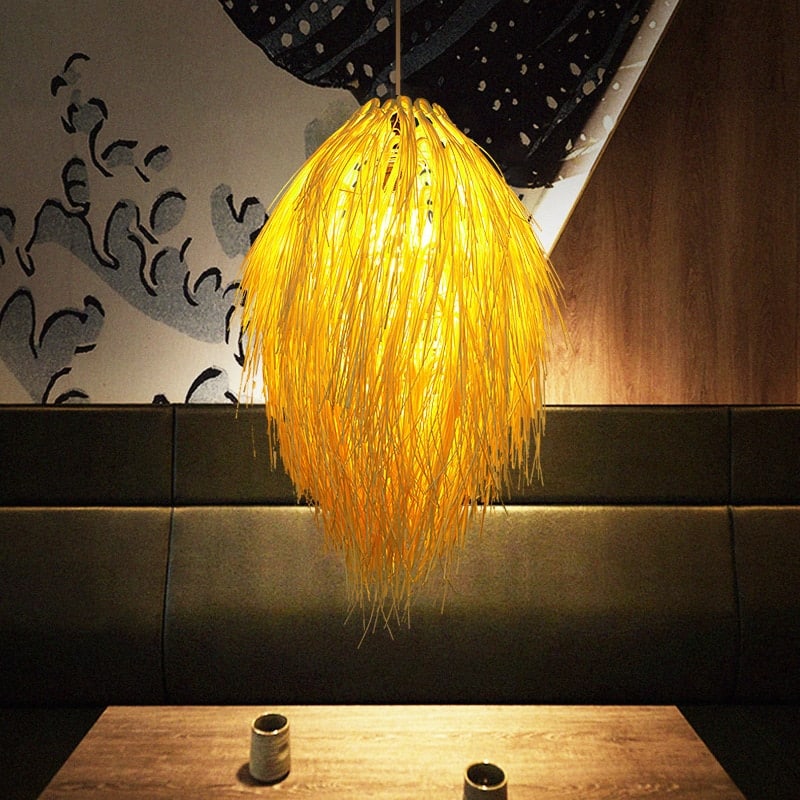 Plafonnier LED en rotin de style pastoral japonais