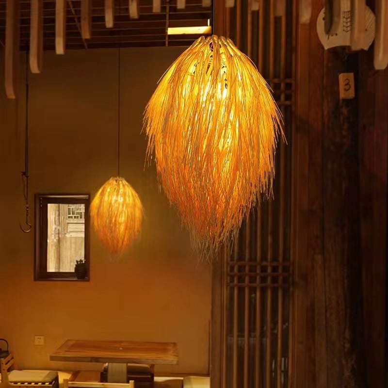 Plafonnier LED en rotin de style pastoral japonais