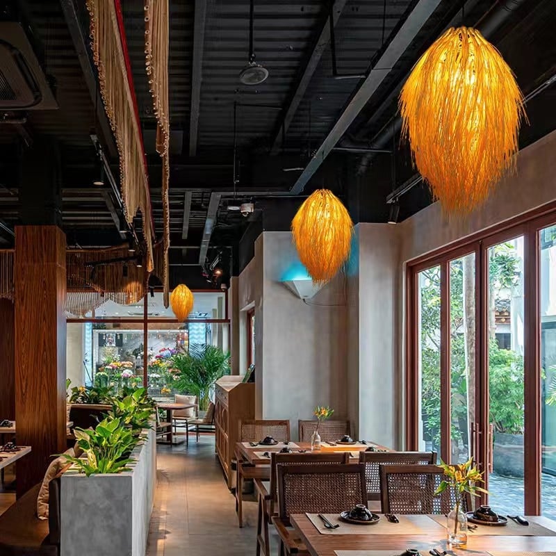 Plafonnier LED en rotin de style pastoral japonais