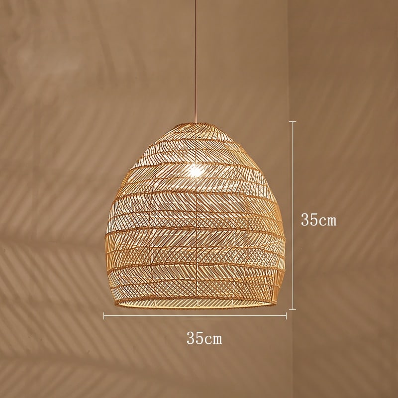 Plafonnier LED Vintage en rotin